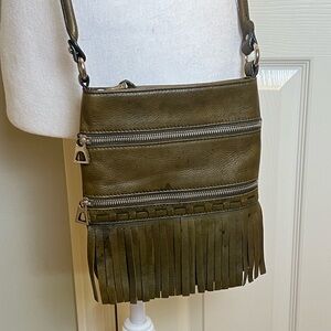 B. Makowsky Leather Fringe Crossbody Bag